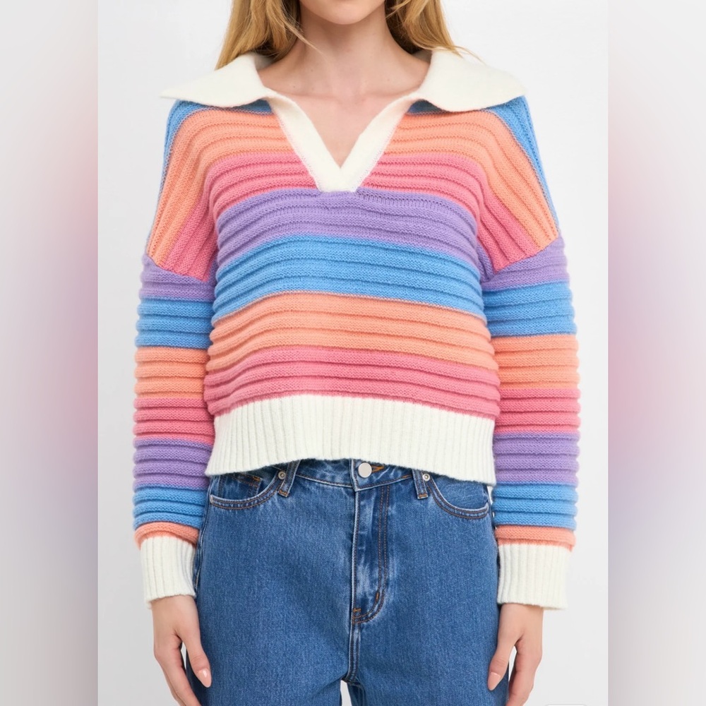 English Factory Multicolor Striped V-Neck Sweater